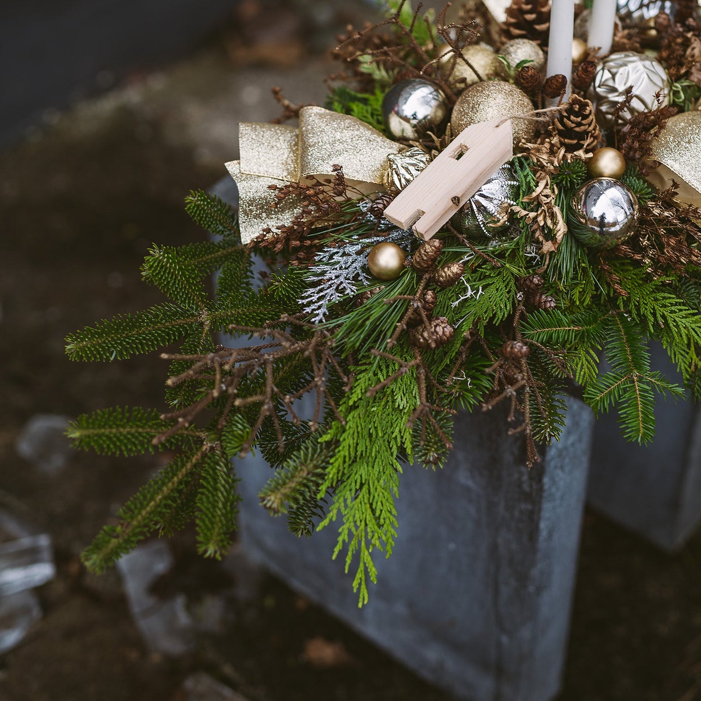 2 Candle Round Christmas Centerpiece