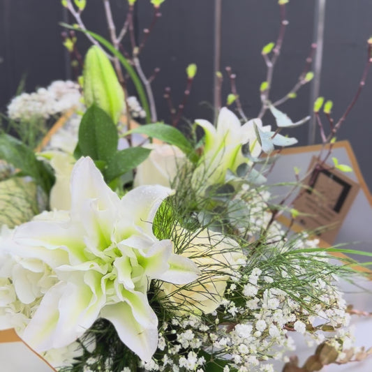 CELEBRATE NURSES -White and green european hand tied bouquet without vase