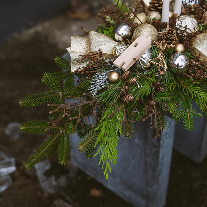 2 Red Candle Christmas Centrepiece - Dining or Mantle